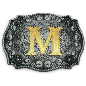 HUABOLA CALYN Western Belt Buckle Initial Letters ABCDEFG to Y-Cowboy Rodeo